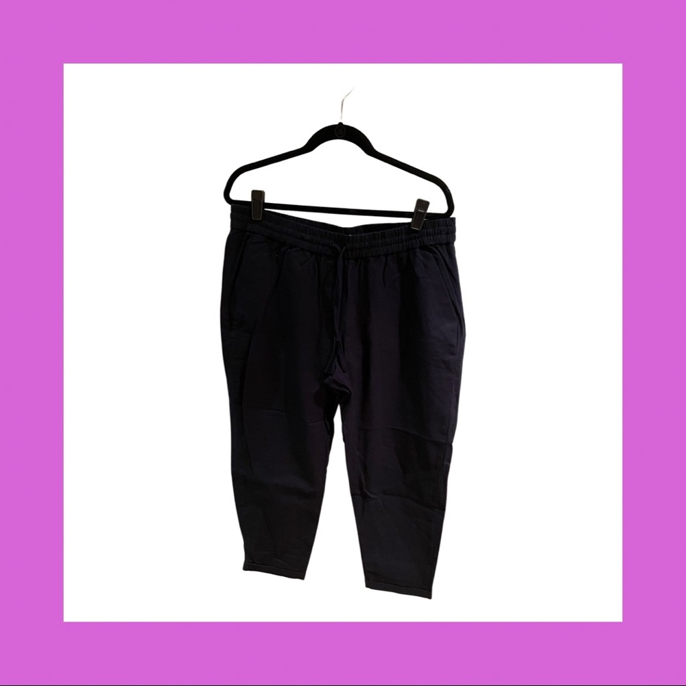 J.Crew Navy Blue Linen/Cotton Drawstring Ankle Pants